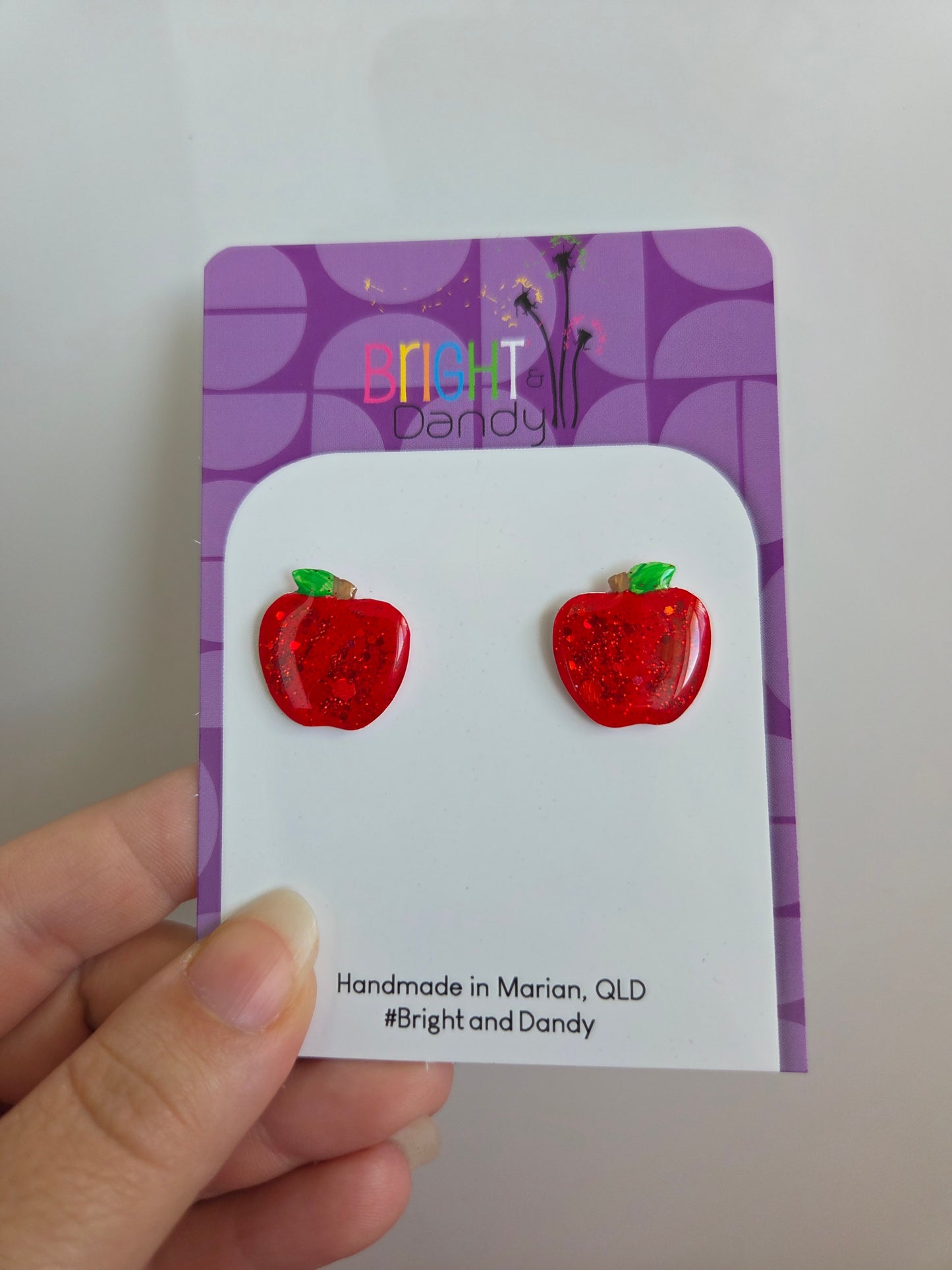 Large Apple Studs - Red