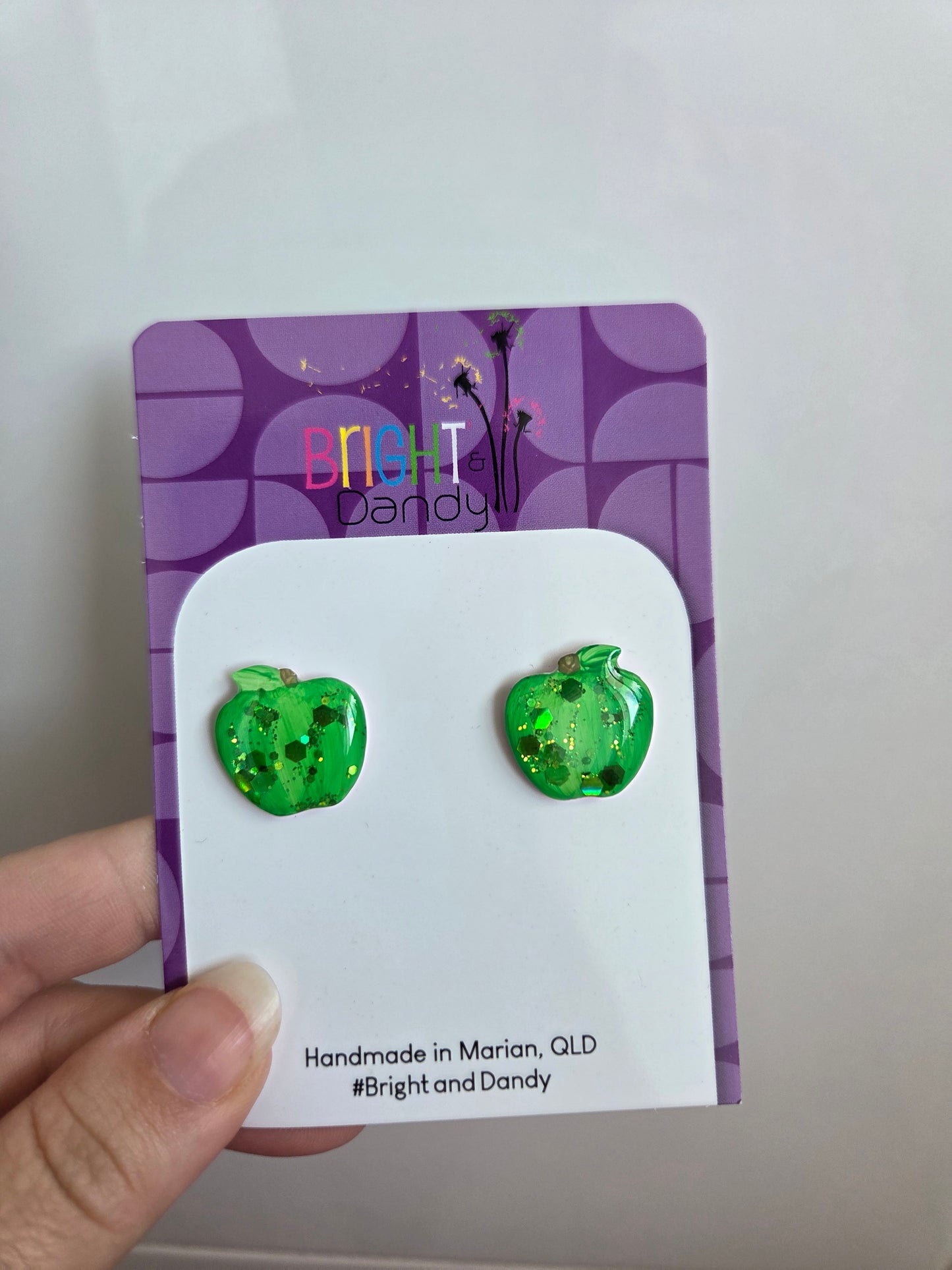Large Apple Studs - Green