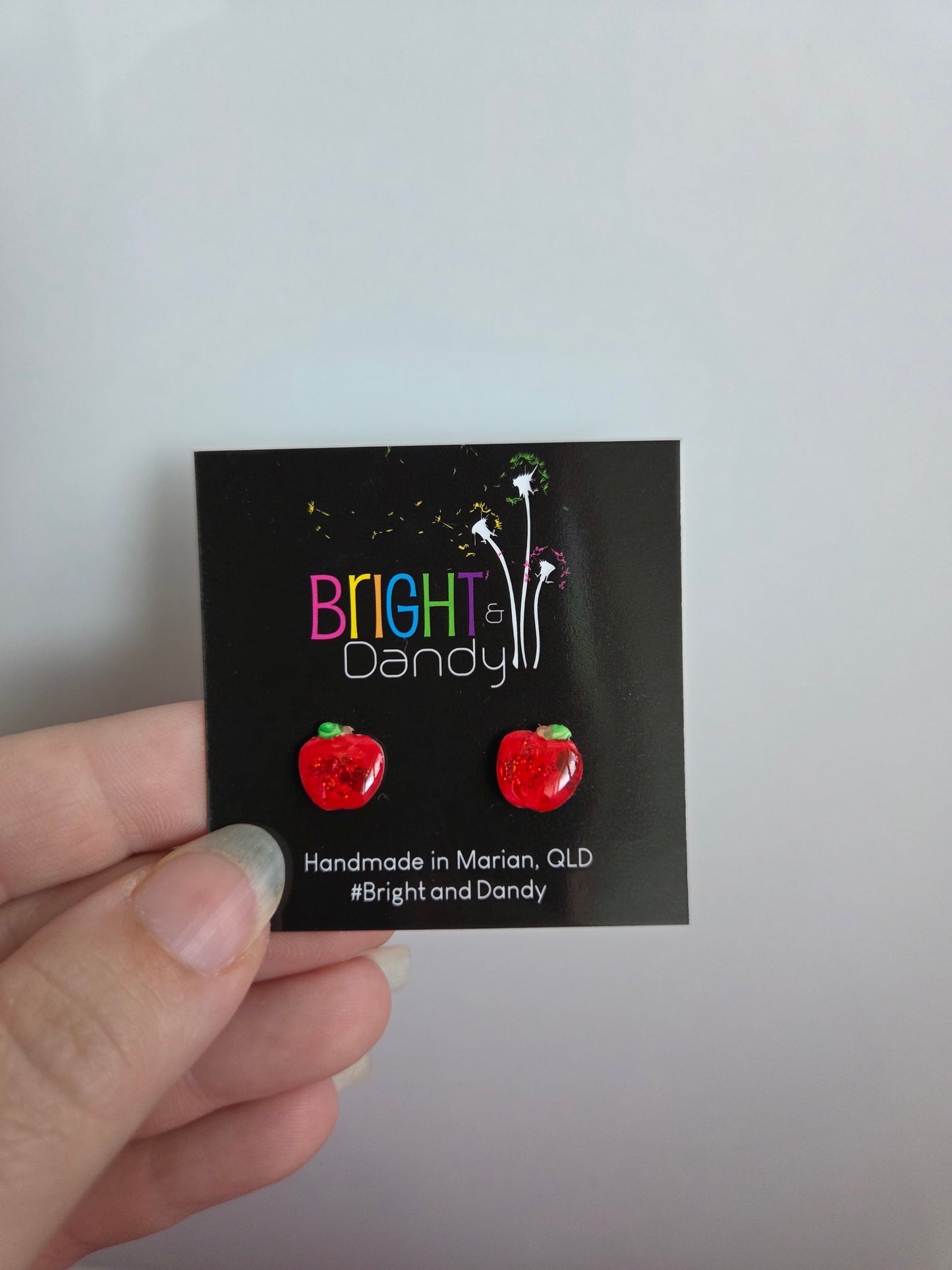 Tiny Apple Studs - Red