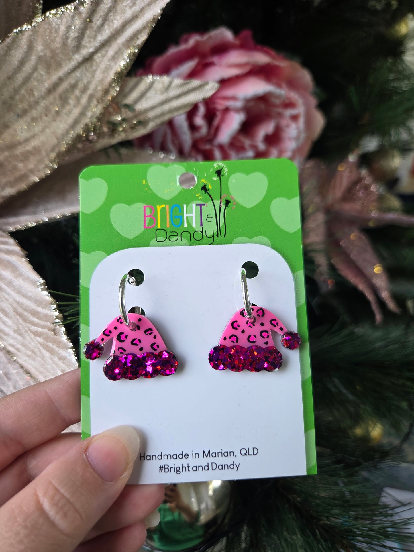 Medium Santa Hat Hoop - Pink Leopard