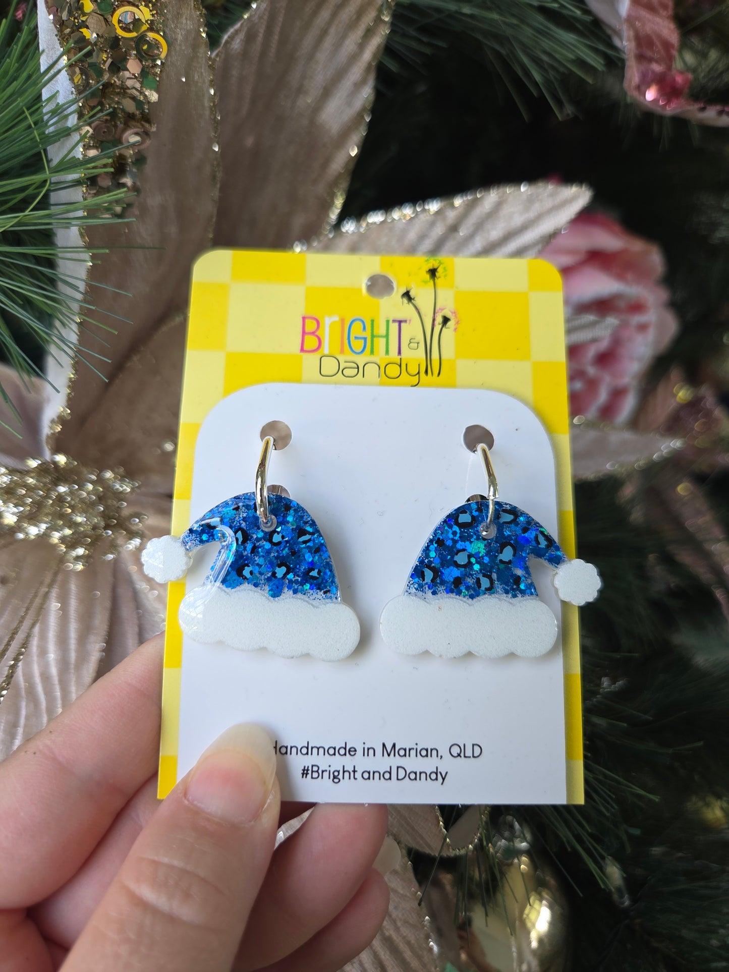 Large Santa Hat Hoop - Blue Leopard