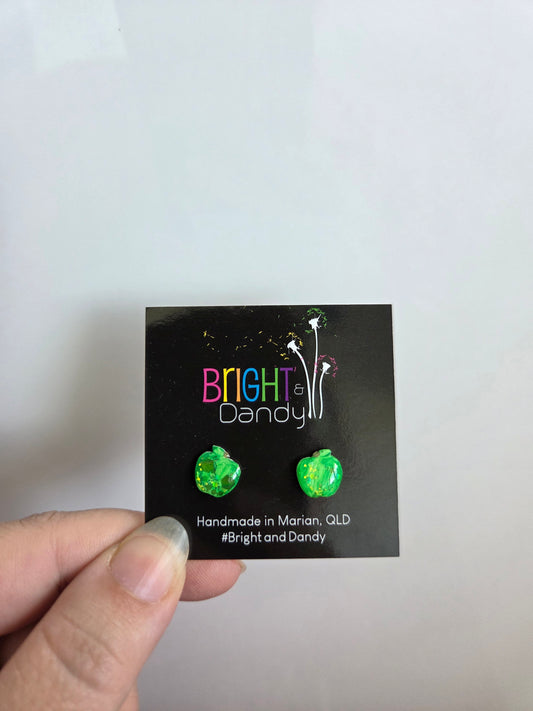 Tiny Apple Studs - Green