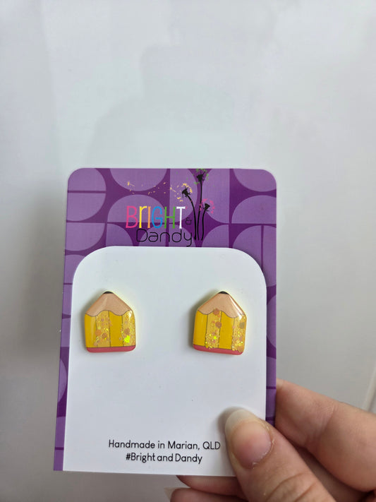 Large Pencil Studs - Yellow