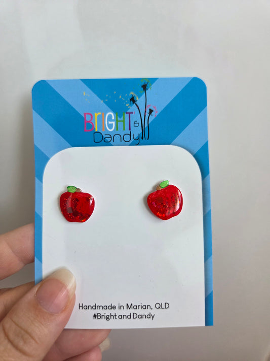 Small Apple Studs - Red