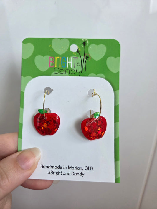 Large Apple Dangles - Red