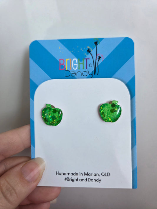 Small Apple Studs - Green